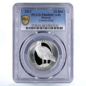 Belarus 10 rubles Endangered Wildlife Curlew Bird Fauna PR68 PCGS Ag coin 2011