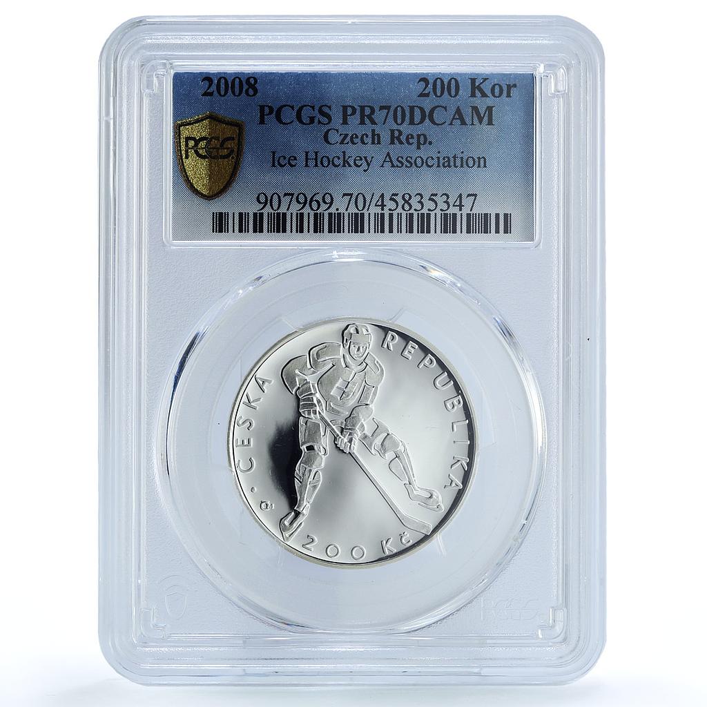 Czech Republic 200 korun National Hockey Association PR70 PCGS silver coin 2008