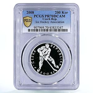 Czech Republic 200 korun National Hockey Association PR70 PCGS silver coin 2008
