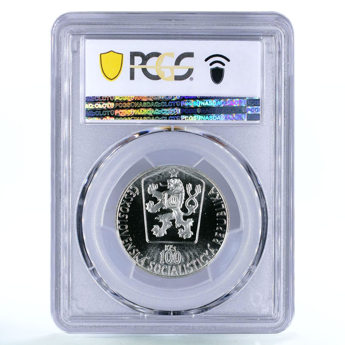 Czechoslovakia 100 korun Ice Hockey World Cup MS69 PCGS silver coin 1985