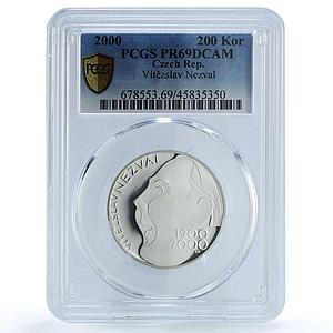 Czech Republic 200 korun Poet Vitezslav Nezval Literature PR69 PCGS Ag coin 2000