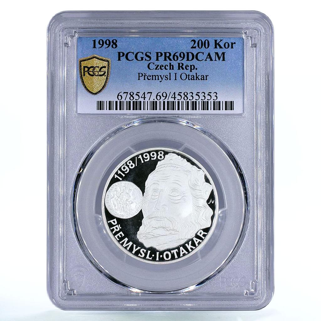 Czech Republic 200 korun King Premysl I Otakar Portrait PR69 PCGS Ag coin 1998