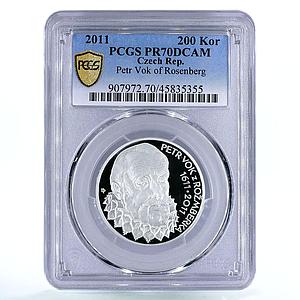 Czech Republic 200 korun Birth of Petr Vok of Rosenberg PR70 PCGS Ag coin 2011