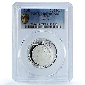 Czech Republic 200 korun National Football League Soccer PR69 PCGS Ag coin 2001