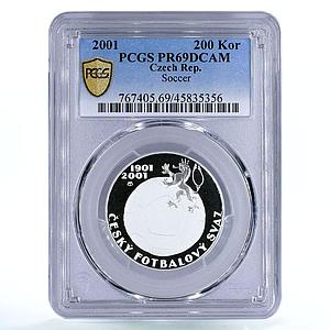 Czech Republic 200 korun National Football League Soccer PR69 PCGS Ag coin 2001