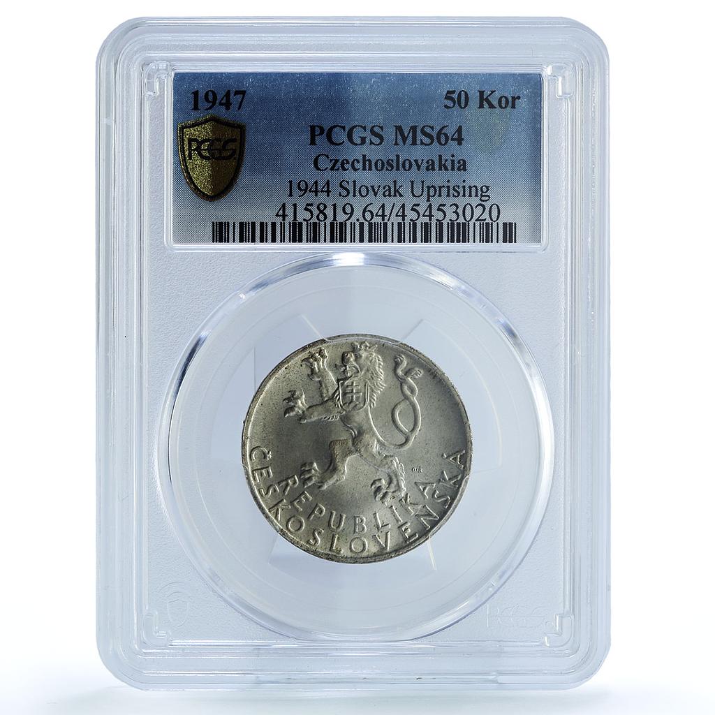 Czechoslovakia 50 korun 3d Anniversary of Slovak Uprising MS64 PCGS Ag coin 1947 Czechoslovakia 50 korun 3d Anniversary of Slovak Uprising MS64 PCGS Ag coin 1947