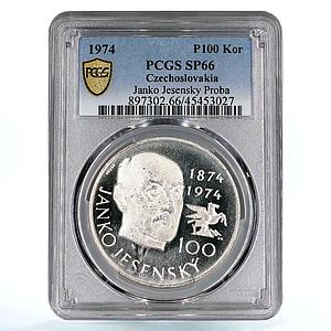 Czechoslovakia 100 korun Poet Janko Jesensky Poetry SP66 PCGS proba Ag coin 1974