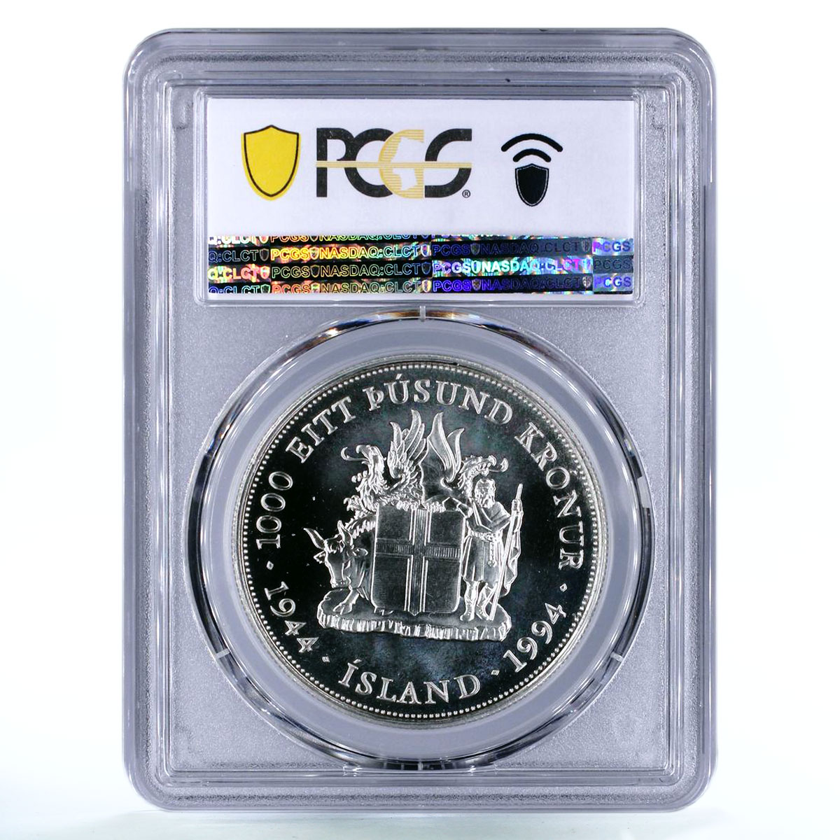 Iceland 1000 kronur 3rd President Kristjan Eldjarn MS69 PCGS silver coin 1994