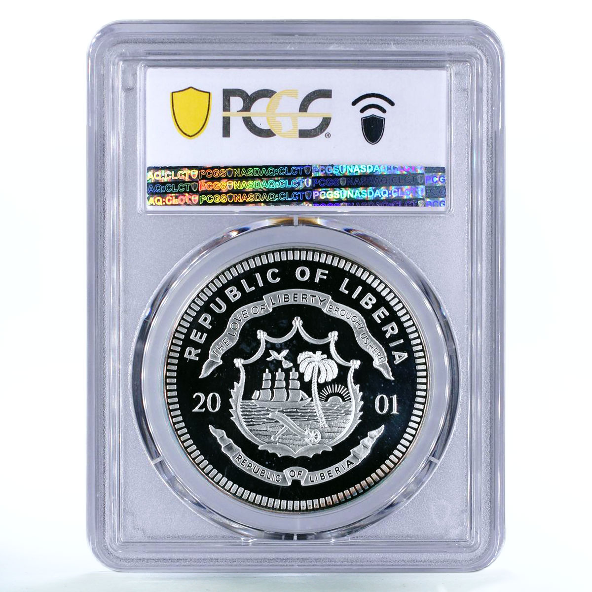 Liberia 20 dollars Railway Trains Locomotive BJ Beijing PR68 PCGS Ag coin 2001