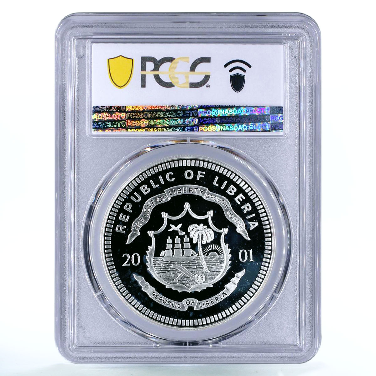 Liberia 20 dollars Railway Trains Locomotive Krokodil CE PR67 PCGS Ag coin 2001