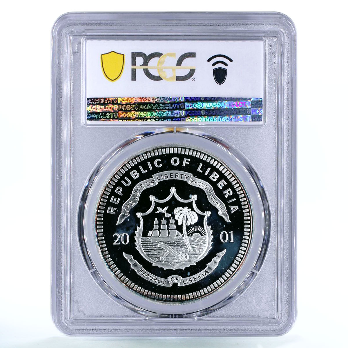 Liberia 20 dollars Railway Trains Locomotive GMAM Garrat PR67 PCGS Ag coin 2001