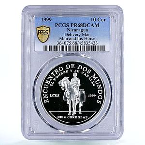 Nicaragua 10 cordobas Delivery Man with His Horse PR69 PCGS silver coin 1999