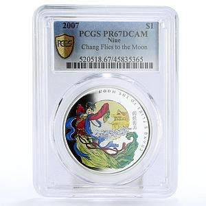 Niue 1 dollar Autumn Legends Chang Flies to the Moon PR67 PCGS silver coin 2007