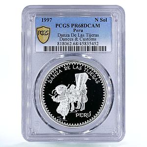 Peru 1 sol Danza de las Tijeras Dancing Festival PR68 PCGS silver coin 1997