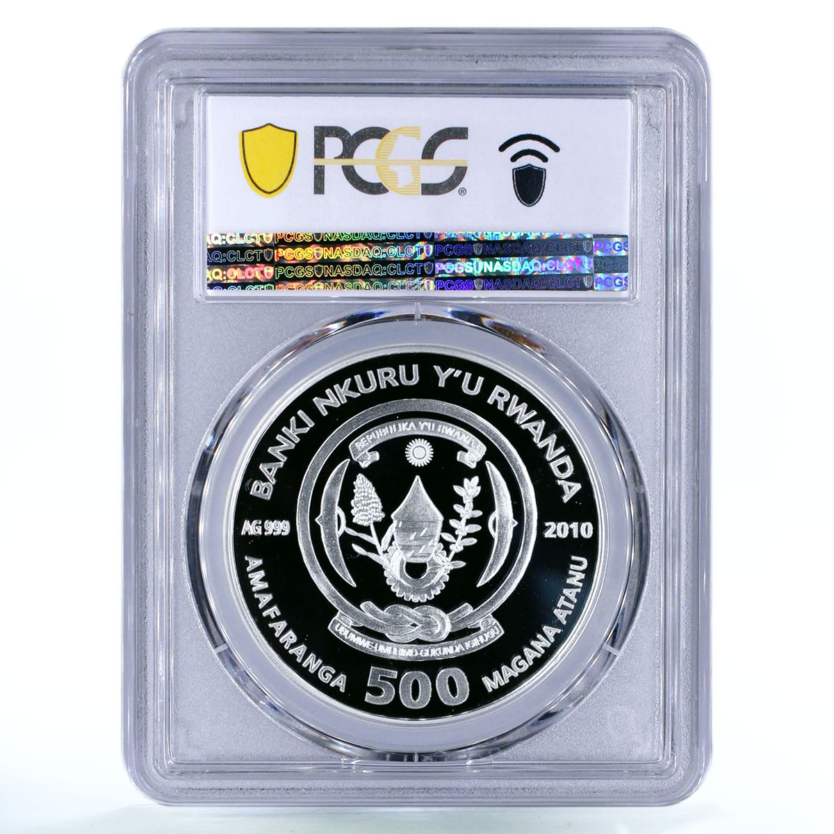 Rwanda 500 francs Marine Life Mydas Green Turtle Fauna PR69 PCGS Ag coin 2010