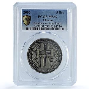 Ukraine 5 hryvnias Holodomor Famine MS69 PCGS NiAg coin 2007