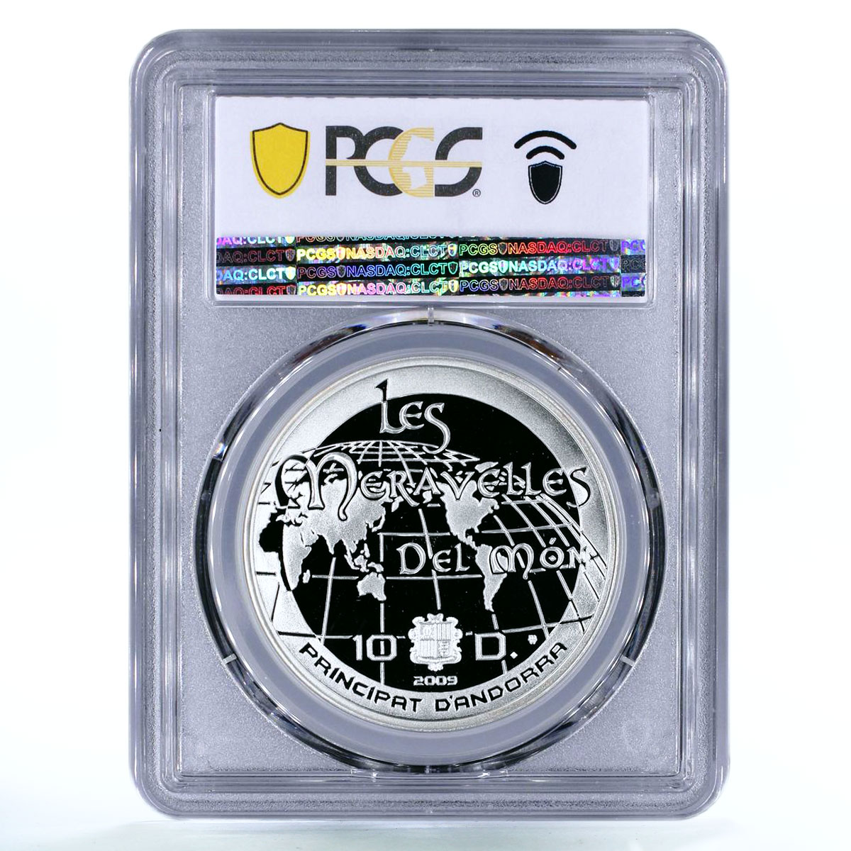 Andorra 10 diners World of Wonders Christ Redeemer Statue PR69 PCGS Ag coin 2009