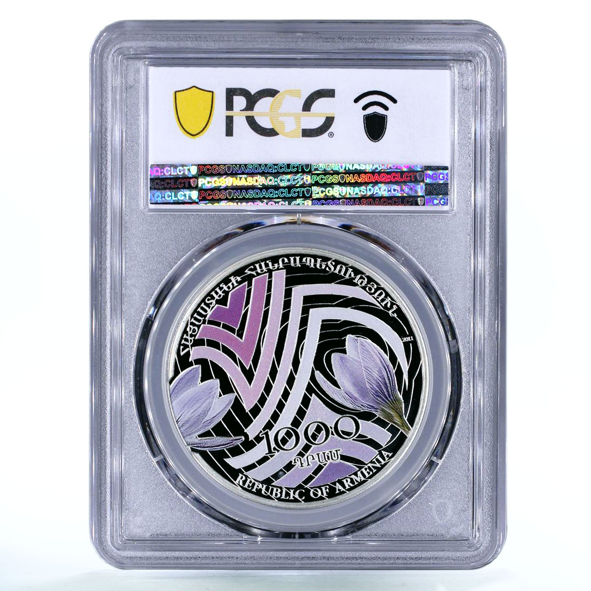 Armenia 1000 dram World of Flowers Crocus Saffron Flora PR69 PCGS Ag coin 2011