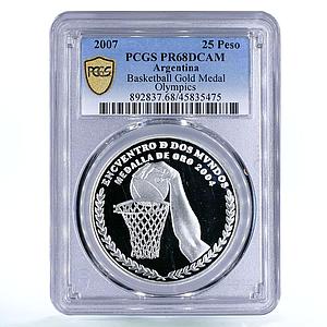 Argentina 25 pesos Beijing Olympic Games Basketball PR68 PCGS silver coin 2007