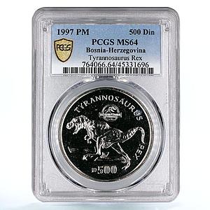 Bosnia and Herzegovina 500 dinara Tyrannosaurus Rex MS64 PCGS CuNi coin 1997
