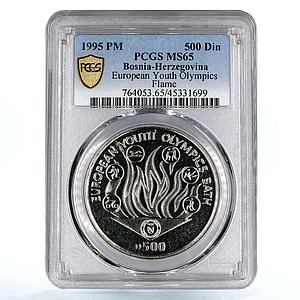 Bosnia and Herzegovina 500 dinara Youth Olympics Flame MS65 PCGS CuNi coin 1995