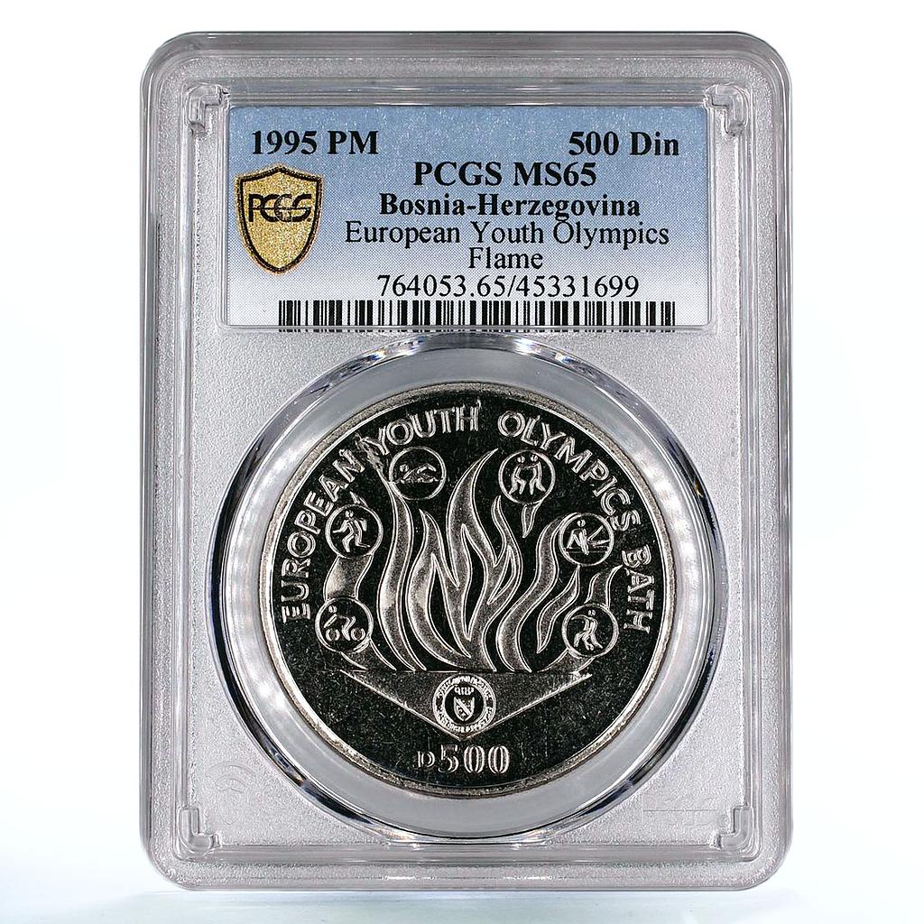 Bosnia and Herzegovina 500 dinara Youth Olympics Flame MS65 PCGS CuNi coin 1995