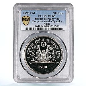 Bosnia and Herzegovina 500 dinara Youth Olympics Rings MS65 PCGS CuNi coin 1995