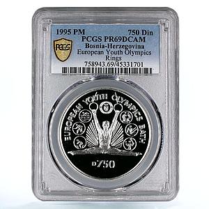 Bosnia and Herzegovina 750 dinara Youth Olympics Rings PR69 PCGS Ag coin 1995