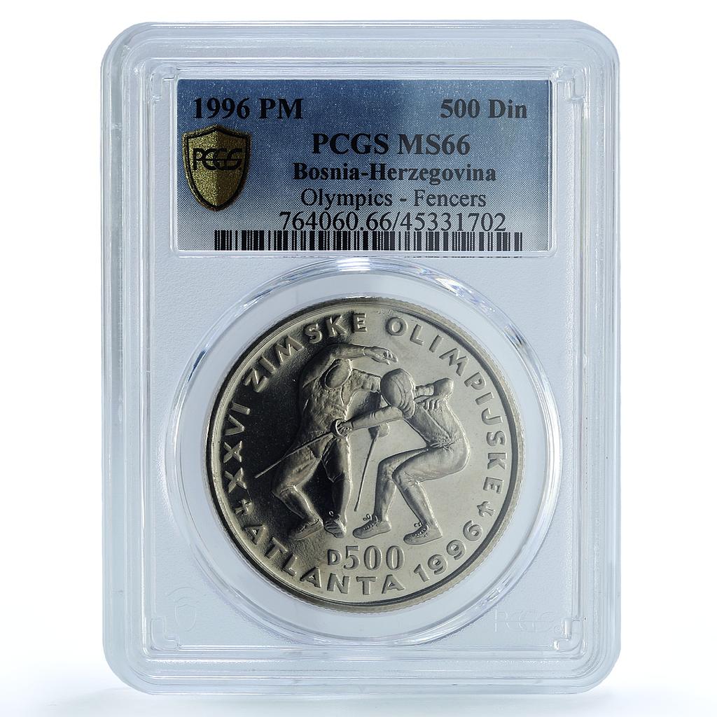 Bosnia 500 dinara Fencers KM-55 Atlanta Olympics MS 66 PCGS CuNi coin 1996