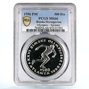 Bosnia and Herzegovina 500 dinara Olympic Games Sprinter MS66 PCGS Ni coin 1996