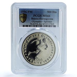 Bosnia 500 dinara Sprinter KM-53 Atlanta Olympics MS 66 PCGS CuNi coin 1996