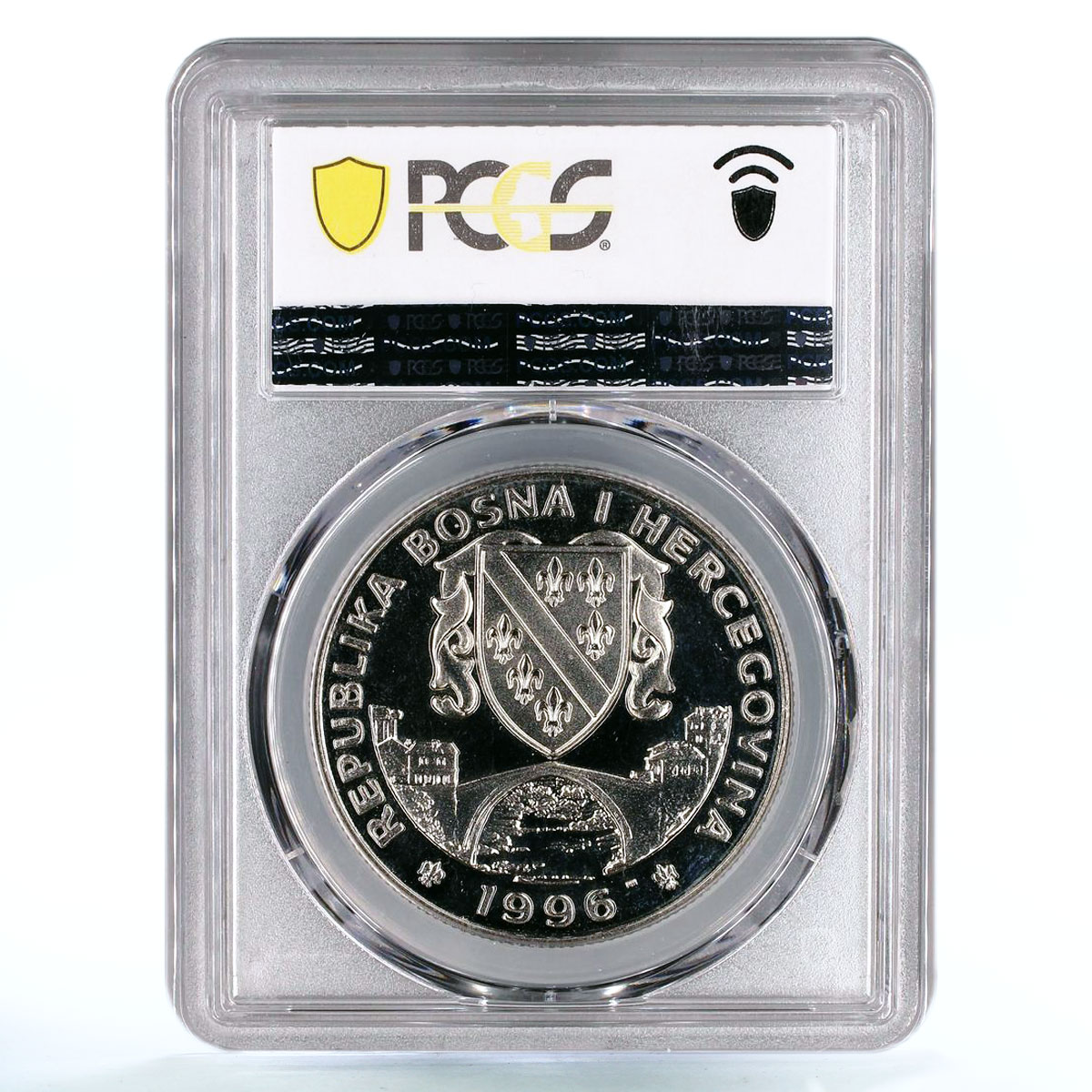 Bosnia and Herzegovina 500 dinara Olympic Games Sprinter MS66 PCGS Ni coin 1996