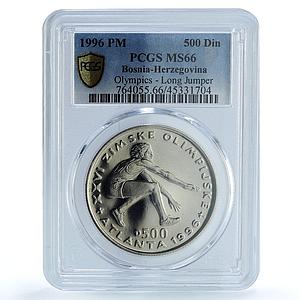 Bosnia 500 dinara Long Jumper KM-52 Atlanta Olympics MS 66 PCGS CuNi coin 1996