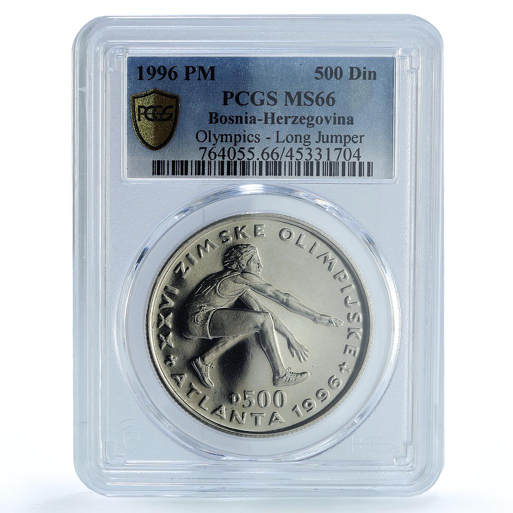 Bosnia 500 dinara Long Jumper KM-52 Atlanta Olympics MS 66 PCGS CuNi coin 1996