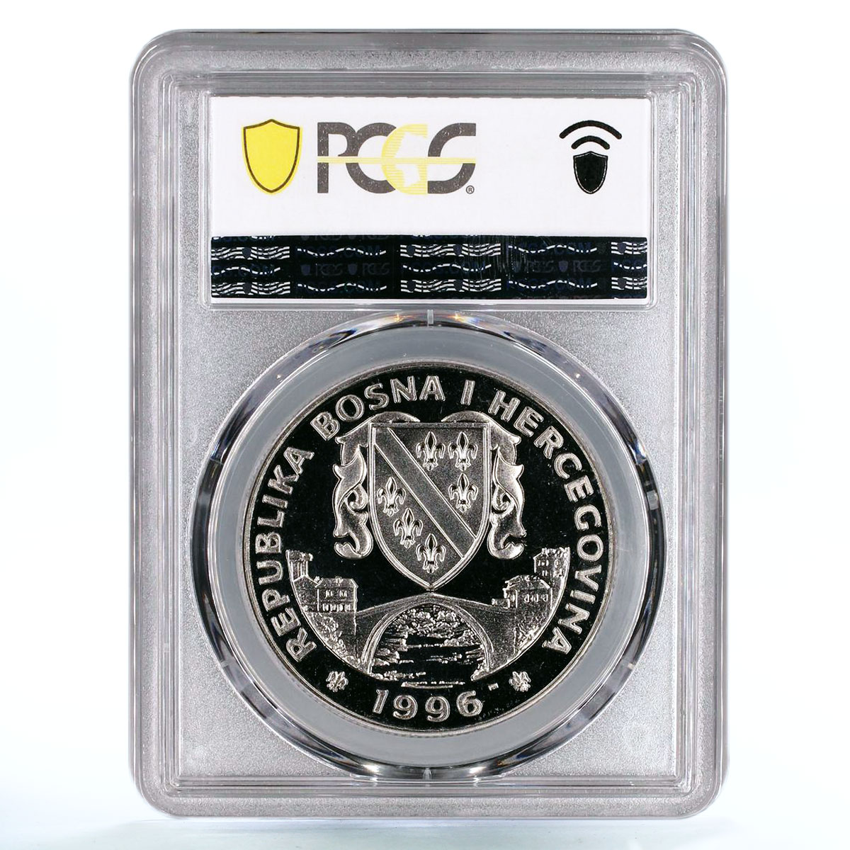 Bosnia and Herzegovina 500 dinara Olympic Games Jumper MS66 PCGS Ni coin 1996
