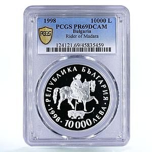 Bulgaria 10000 leva Euro Rhyton Rider of Madara PR69 PCGS silver coin 1998