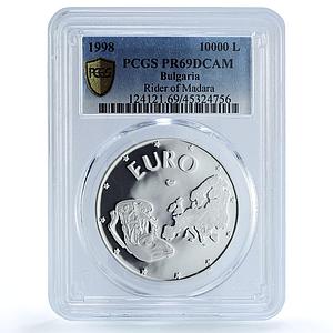 Bulgaria 10000 leva Euro Rhyton Rider of Madara PR69 PCGS silver coin 1998