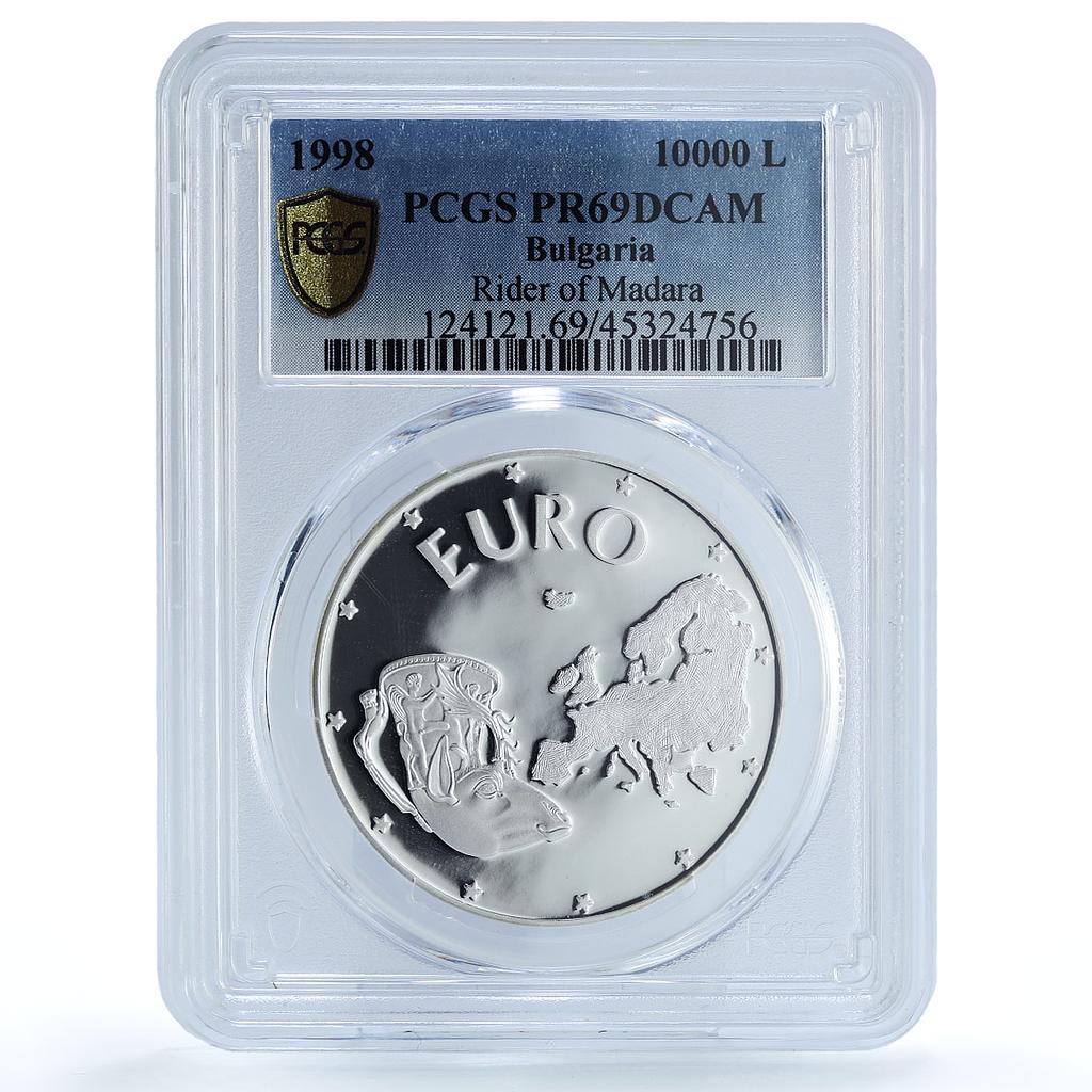 Bulgaria 10000 leva Euro Rhyton Rider of Madara PR69 PCGS silver coin 1998