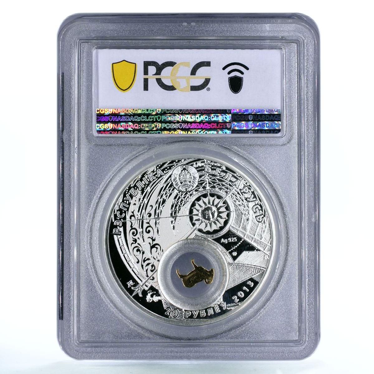 Belarus 20 rubles Zodiac Signs series Aries PR69 PCGS gilded silver coin 2013