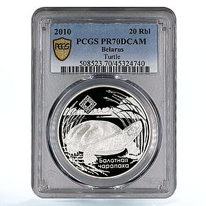 Belarus 20 rubles Endangered Wildlife Turtle Fauna PR70 PCGS silver coin 2010