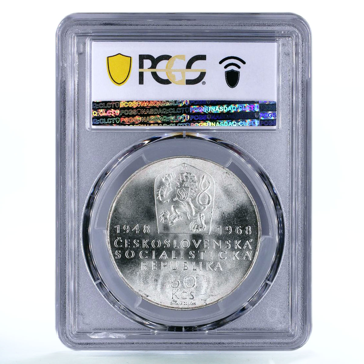 Czechoslovakia 50 korun 50th Jubilee of Independence MS65 PCGS silver coin 1968