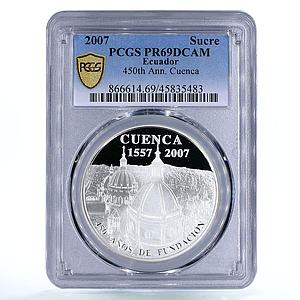 Ecuador 1 sucre 450 Years Cathedral Of Cuenca Church PR69 PCGS silver coin 2007