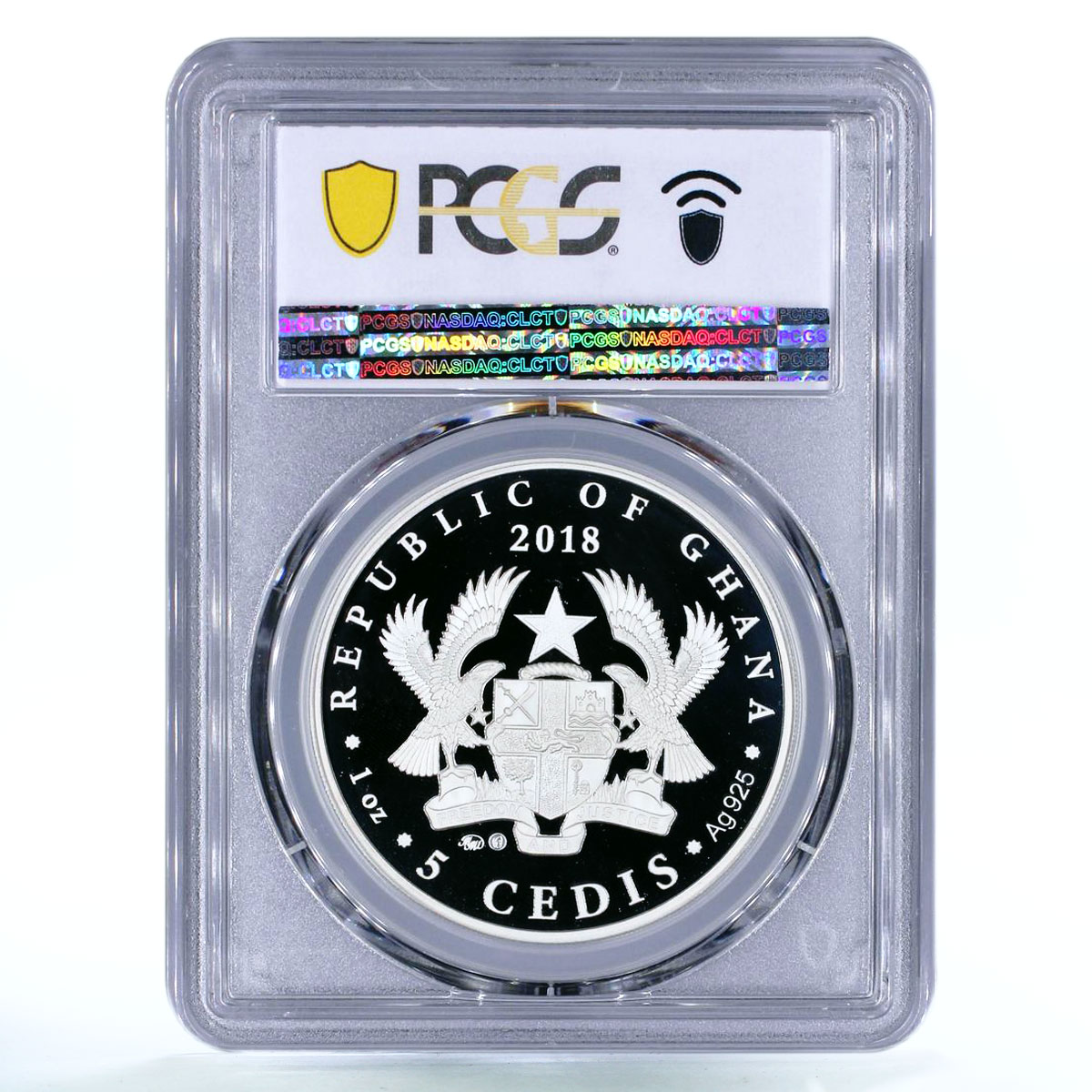 Ghana 5 cedis Vladimir Vysotsky Hlopusha Monologue PR70 PCGS silver coin 2018