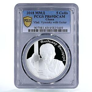 Ghana 5 cedis Singer Vladimir Vysotsky Guitar Music PR69 PCGS silver coin 2018