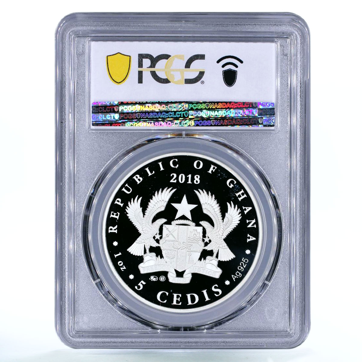 Ghana 5 cedis Singer Vladimir Vysotsky Guitar Music PR69 PCGS silver coin 2018