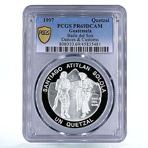 Guatemala 1 quetzal Traditional Female Dance of Sun PR69 PCGS silver coin 1997