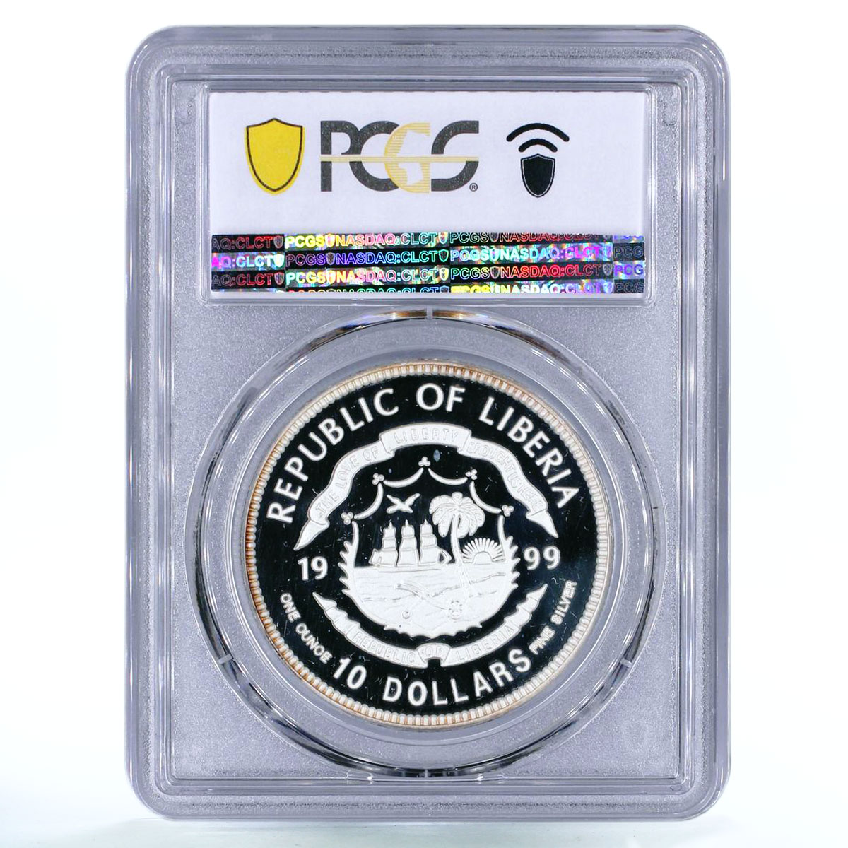 Liberia 10 dollars Transrapid-08 Train Railways Railroad PR67 PCGS Ag coin 1999