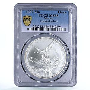 Mexico 1 onza Libertad Angel of Independence MS68 PCGS silver coin 1997