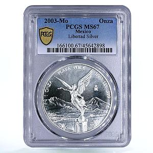 Mexico 1 onza Libertad Angel of Independence MS67 PCGS silver coin 2003