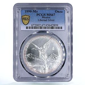 Mexico 1 onza Libertad Angel of Independence MS67 PCGS silver coin 1999